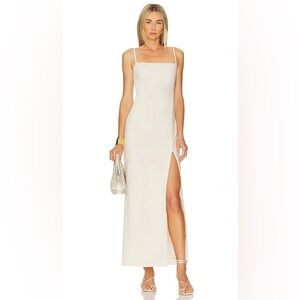 Elegant White Maxi Dress with Thigh Slit